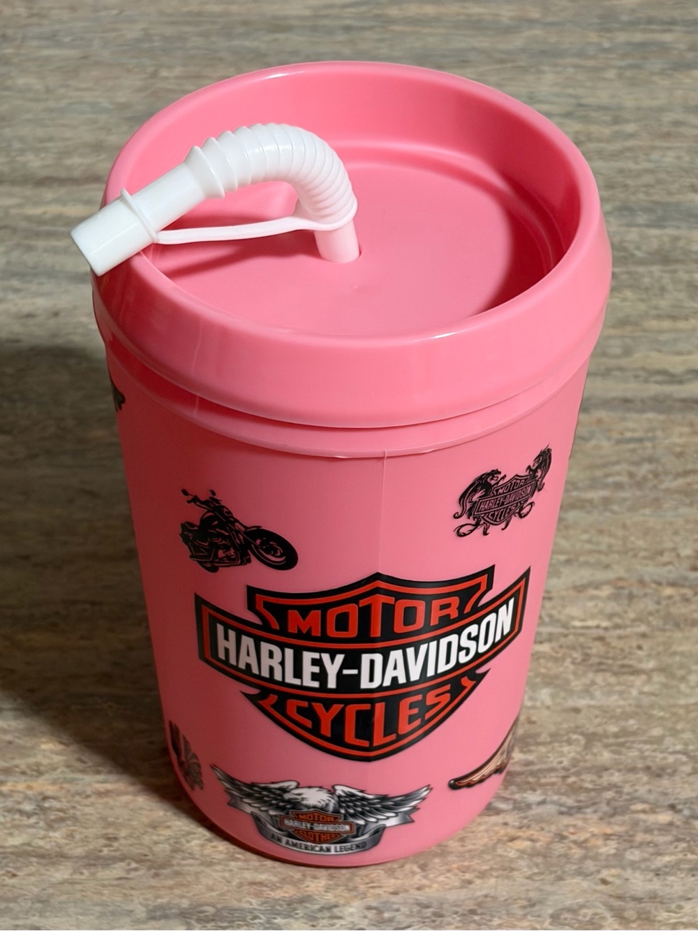 NWOT Harley-Davidson Pink 34-OZ Travel Cup with White Straw